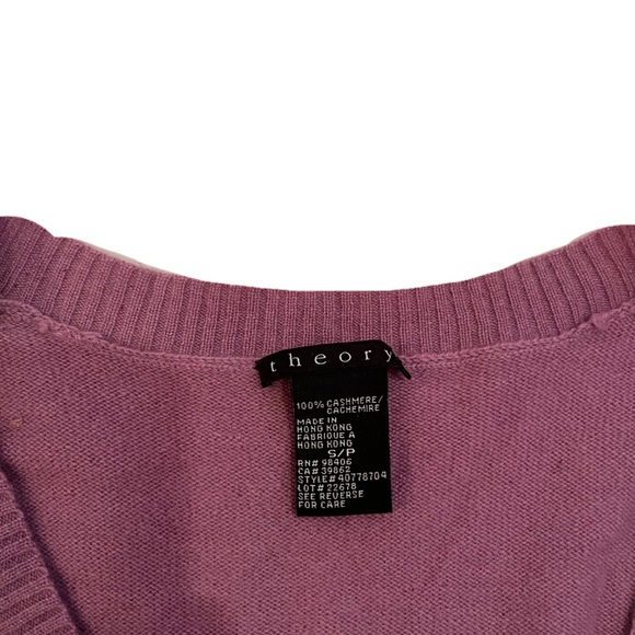 THEORY purple cashmere knit v neck sweater - Picture 3 of 5